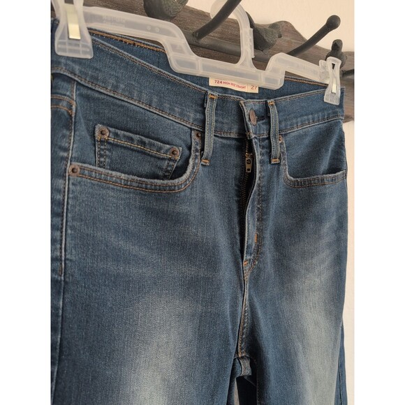 Levi's 724 High Rise Straight Leg Jeans Dark Wash Size 27 - Picture 2 of 7